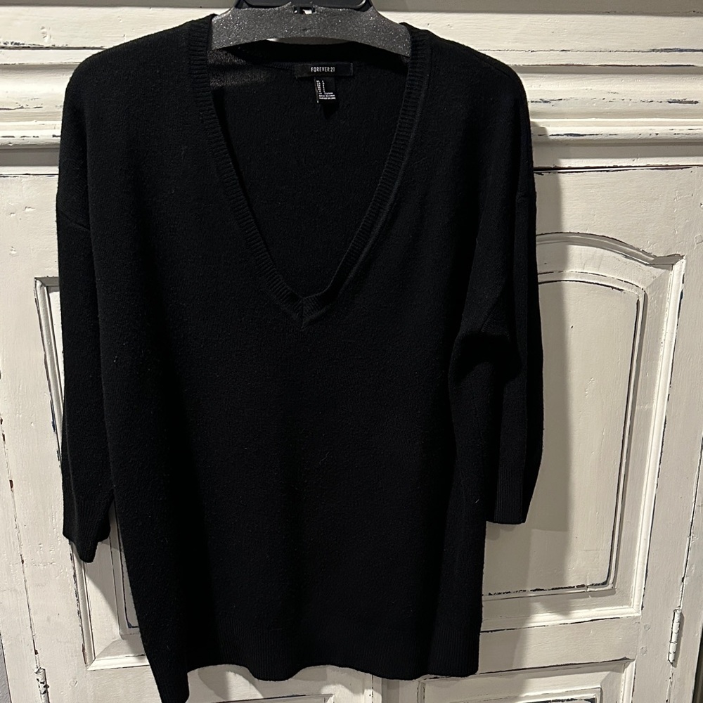 Forever 21 Classic Black V-Neck Sweater